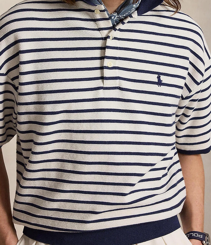Polo Ralph Lauren Relaxed Fit Striped Textured Short Sleeve Polo Shirt