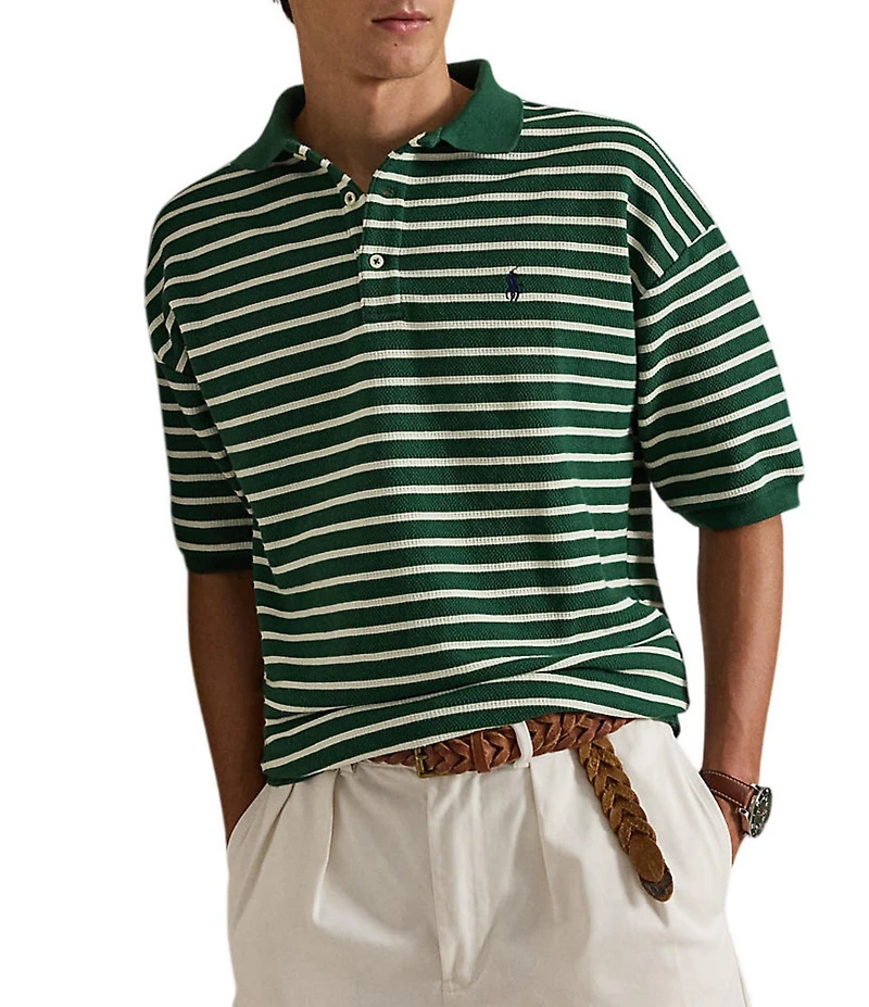 Polo Ralph Lauren Relaxed Fit Striped Textured Short Sleeve Polo Shirt