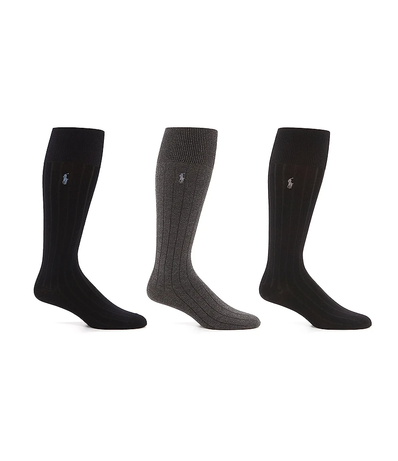 Polo Ralph Lauren Ribbed Over-the-Calf Socks 3-Pack