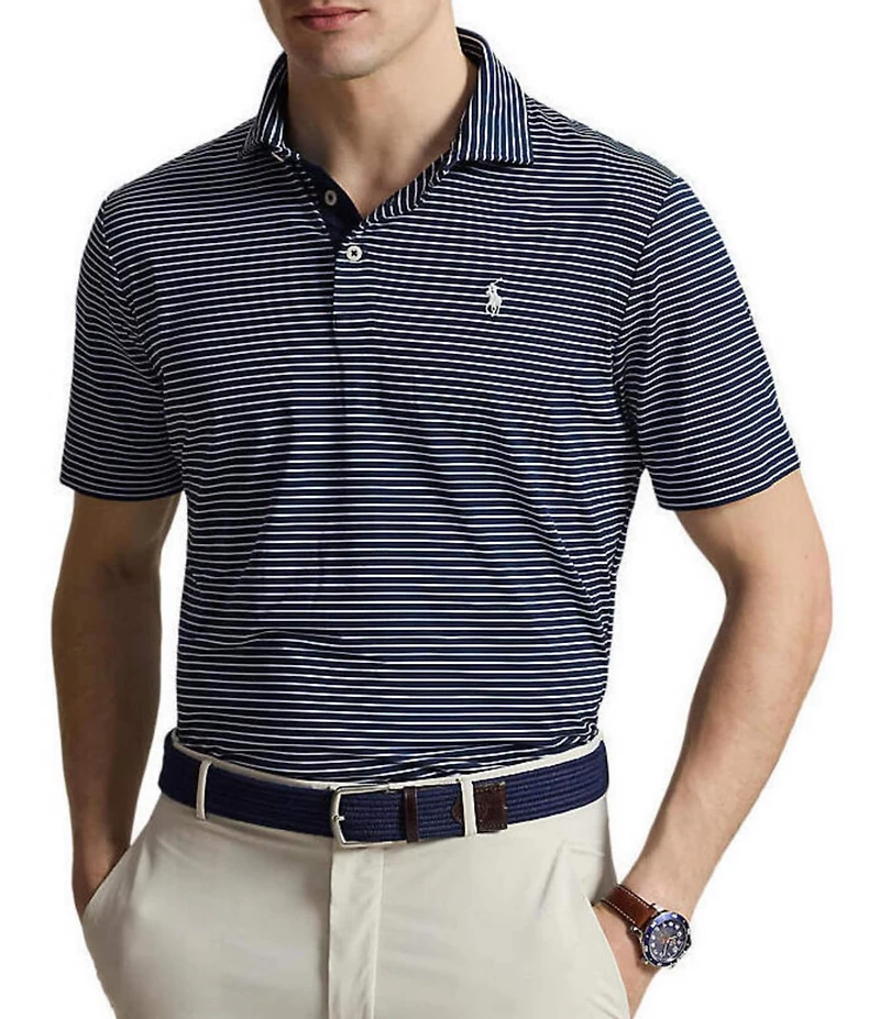 Polo Ralph Lauren RLX Golf Classic Fit Performance Thin Stripe Short Sleeve Polo Shirt