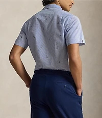 Polo Ralph Lauren Seersucker Sailboat Print Short Sleeve Woven Shirt