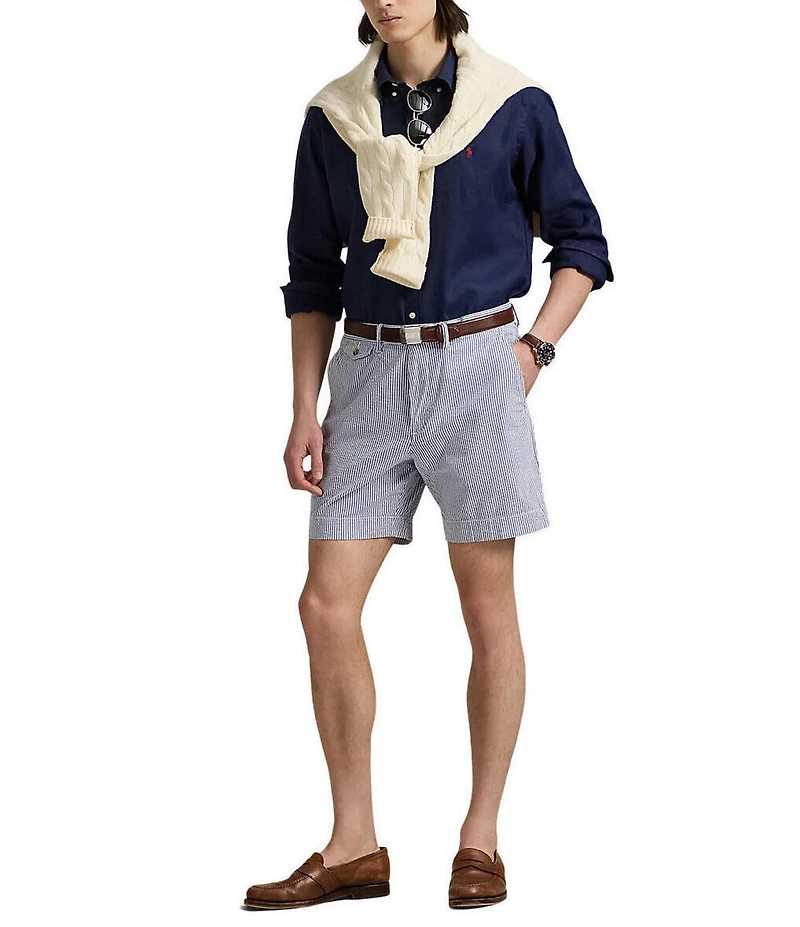 Polo Ralph Lauren Seersucker Stretch 7#double; Inseam Shorts