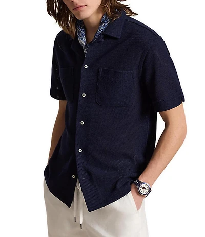 Polo Ralph Lauren Short-Sleeve Textured Pointelle Camp Shirt