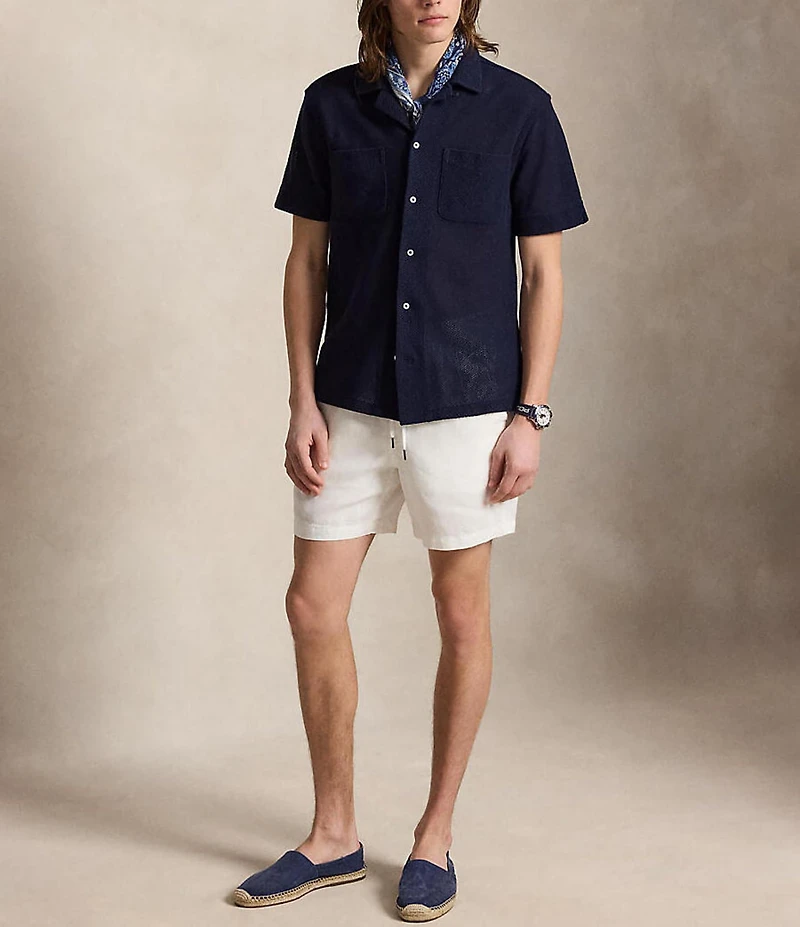 Polo Ralph Lauren Short-Sleeve Textured Pointelle Camp Shirt