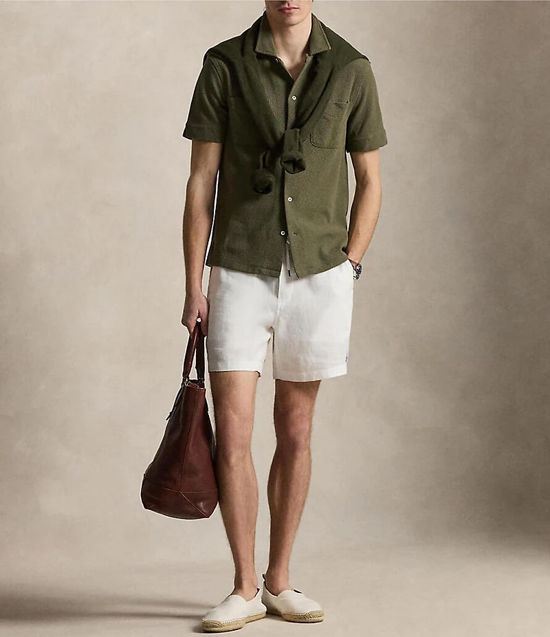Polo Ralph Lauren Short-Sleeve Textured Pointelle Camp Shirt
