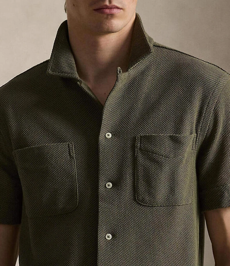 Polo Ralph Lauren Short-Sleeve Textured Pointelle Camp Shirt