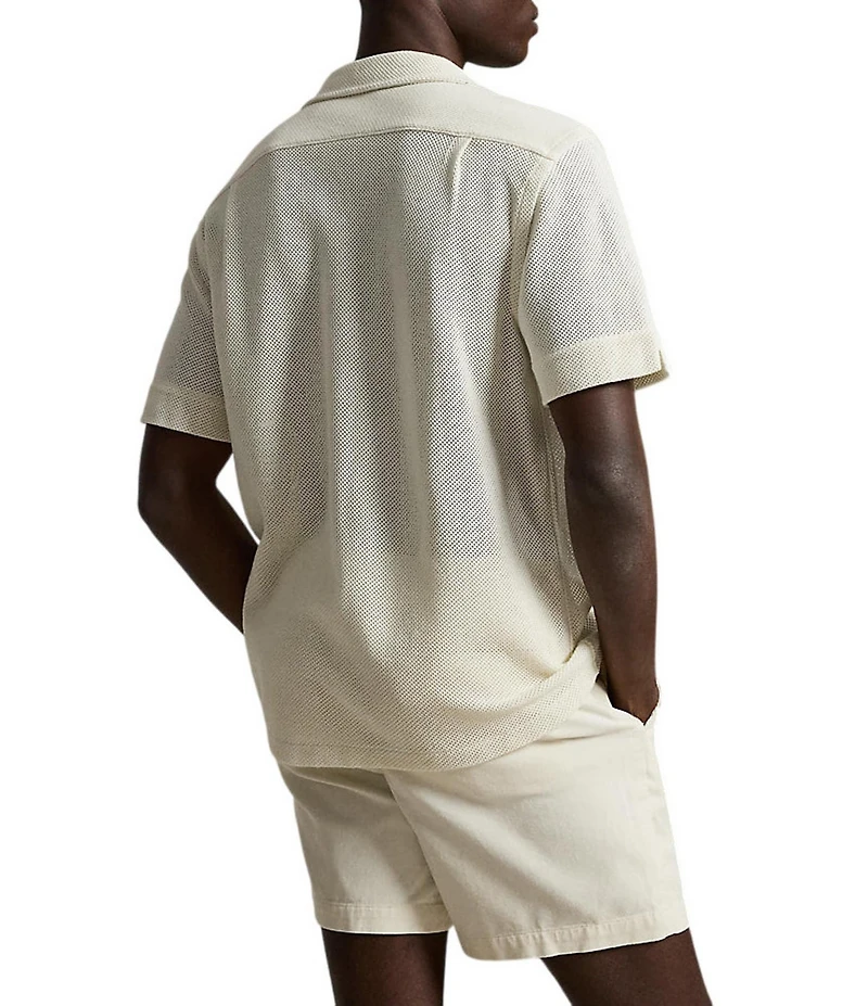 Polo Ralph Lauren Short-Sleeve Textured Pointelle Camp Shirt