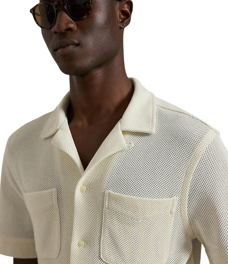 Polo Ralph Lauren Short-Sleeve Textured Pointelle Camp Shirt