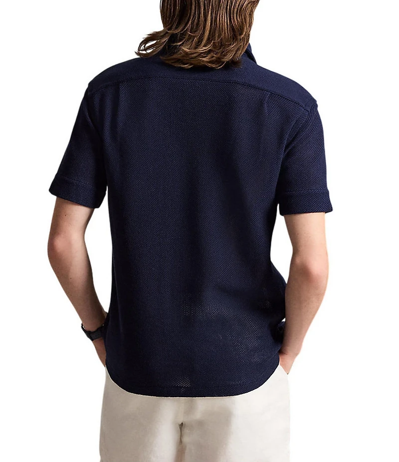 Polo Ralph Lauren Short-Sleeve Textured Pointelle Camp Shirt
