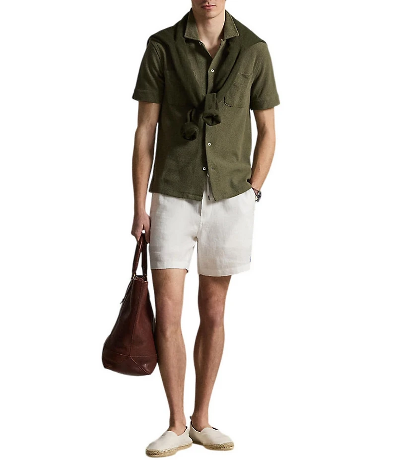 Polo Ralph Lauren Short-Sleeve Textured Pointelle Camp Shirt