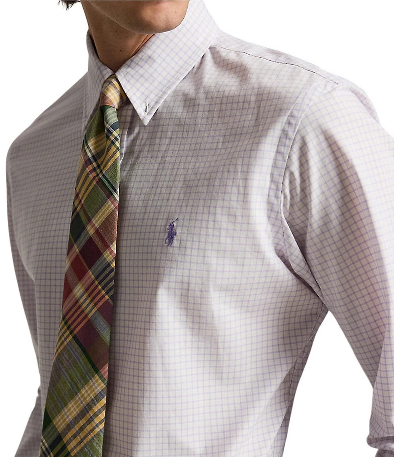Polo Ralph Lauren Slim Fit Checked Stretch Poplin Long Sleeve Woven Shirt