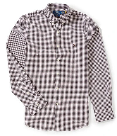 Polo Ralph Lauren Slim Fit Gingham Stretch Poplin Long Sleeve Woven Shirt