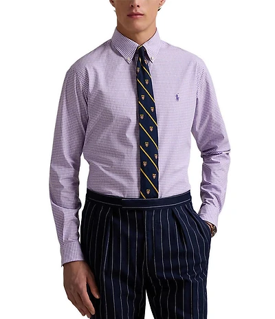 Polo Ralph Lauren Slim Fit Gingham Stretch Poplin Long Sleeve Woven Shirt