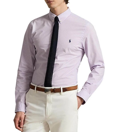 Polo Ralph Lauren Slim Fit Gingham Stretch Poplin Long Sleeve Woven Shirt