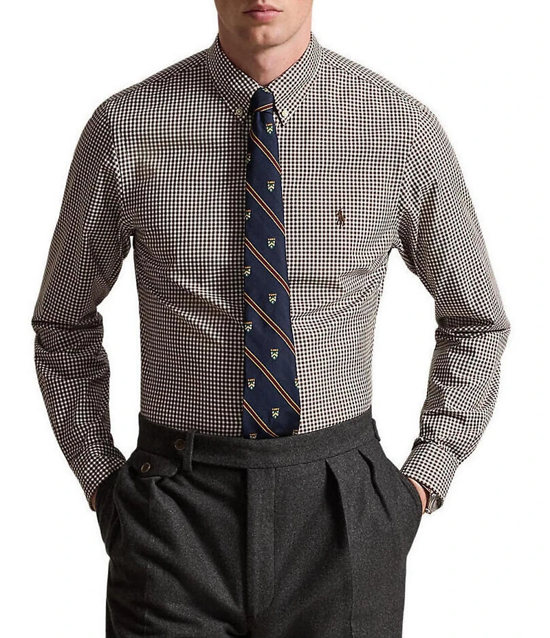 Polo Ralph Lauren Slim Fit Gingham Stretch Poplin Long Sleeve Woven Shirt