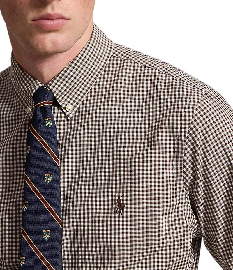 Polo Ralph Lauren Slim Fit Gingham Stretch Poplin Long Sleeve Woven Shirt