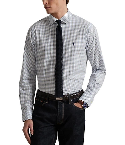Polo Ralph Lauren Slim Fit Plaid Stretch Poplin Long Sleeve Woven Shirt