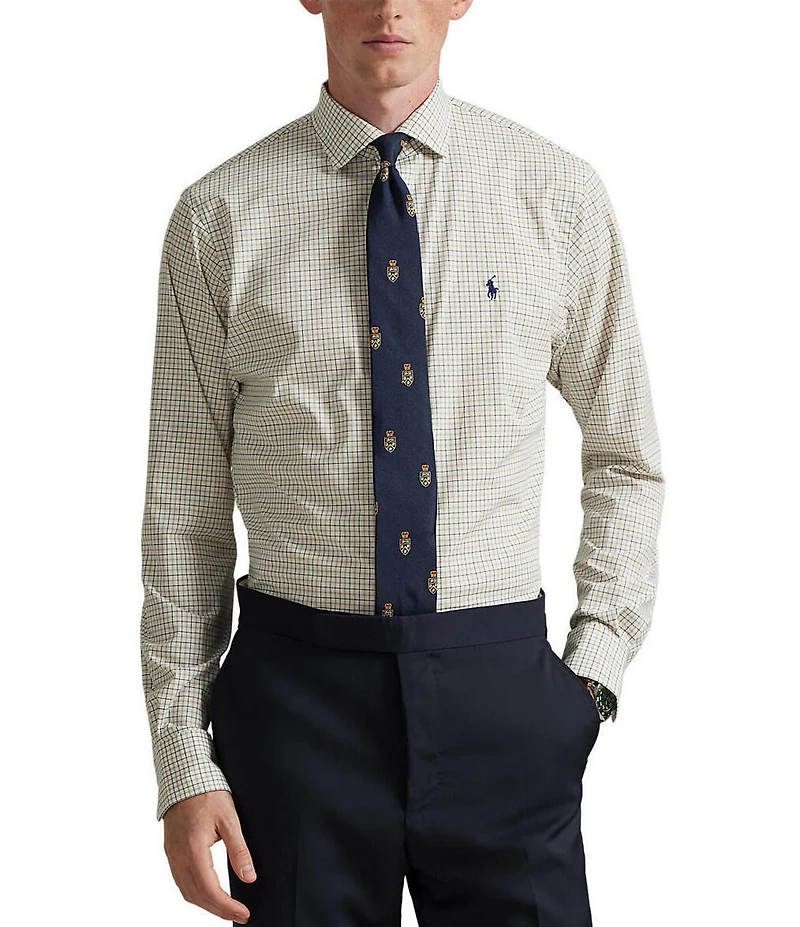 Polo Ralph Lauren Slim Fit Plaid Stretch Poplin Long Sleeve Woven Shirt