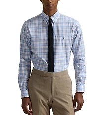 Polo Ralph Lauren Slim Fit Stretch Multi Color Plaid Poplin Long Sleeve Woven Shirt