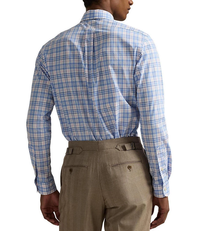 Polo Ralph Lauren Slim Fit Stretch Multi Color Plaid Poplin Long Sleeve Woven Shirt