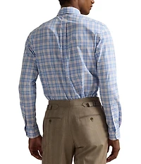 Polo Ralph Lauren Slim Fit Stretch Multi Color Plaid Poplin Long Sleeve Woven Shirt