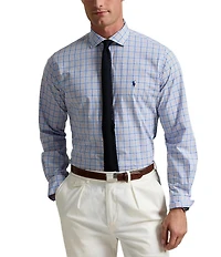 Polo Ralph Lauren Slim Fit Stretch Poplin Plaid Long Sleeve Woven Shirt