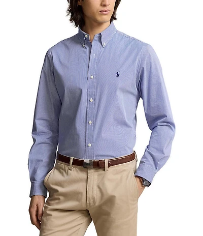 Polo Ralph Lauren Slim-Fit Stretch Stripe Poplin Long Sleeve Woven Shirt