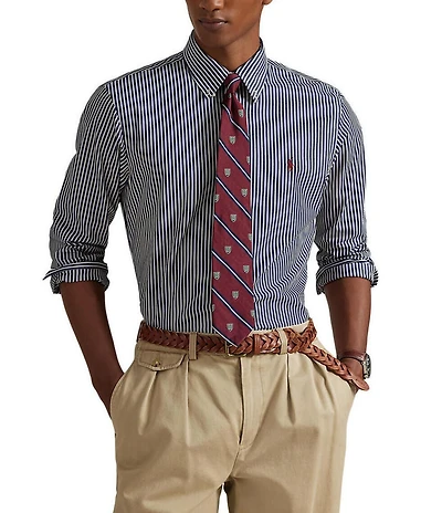Polo Ralph Lauren Slim Fit Stripe Stretch Poplin Long Sleeve Woven Shirt