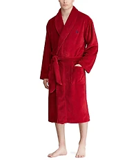 Polo Ralph Lauren Solid Color Long-Sleeve Shawl-Collar Plush Robe