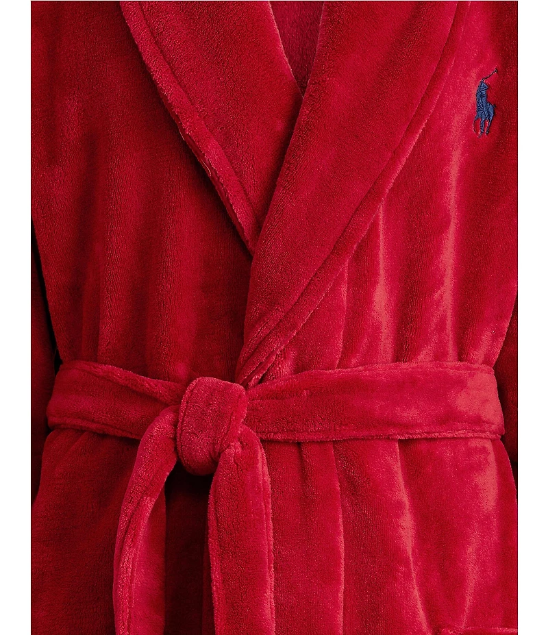 Polo Ralph Lauren Solid Color Long-Sleeve Shawl-Collar Plush Robe