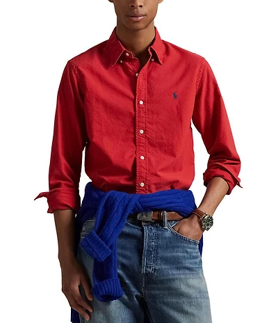 Polo Ralph Lauren Solid Garment-Dye Oxford Classic Fit Long Sleeve Woven Shirt