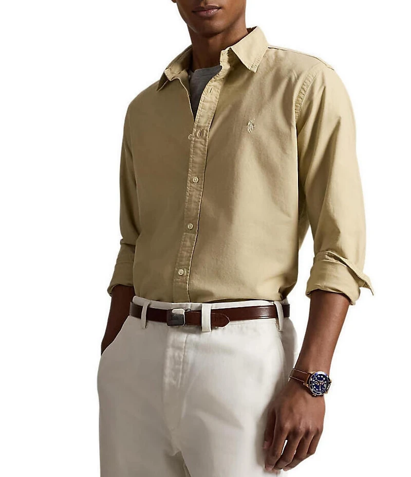Polo Ralph Lauren Solid Garment-Dye Oxford Classic Fit Long Sleeve Woven Shirt