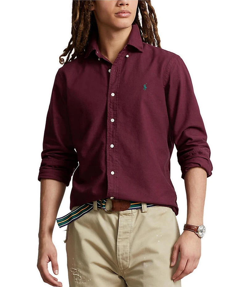 Polo Ralph Lauren Solid Garment-Dye Oxford Classic Fit Long Sleeve Woven Shirt