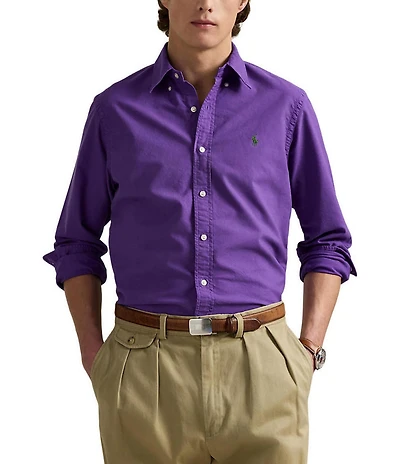 Polo Ralph Lauren Solid Garment-Dye Oxford Classic Fit Long Sleeve Woven Shirt