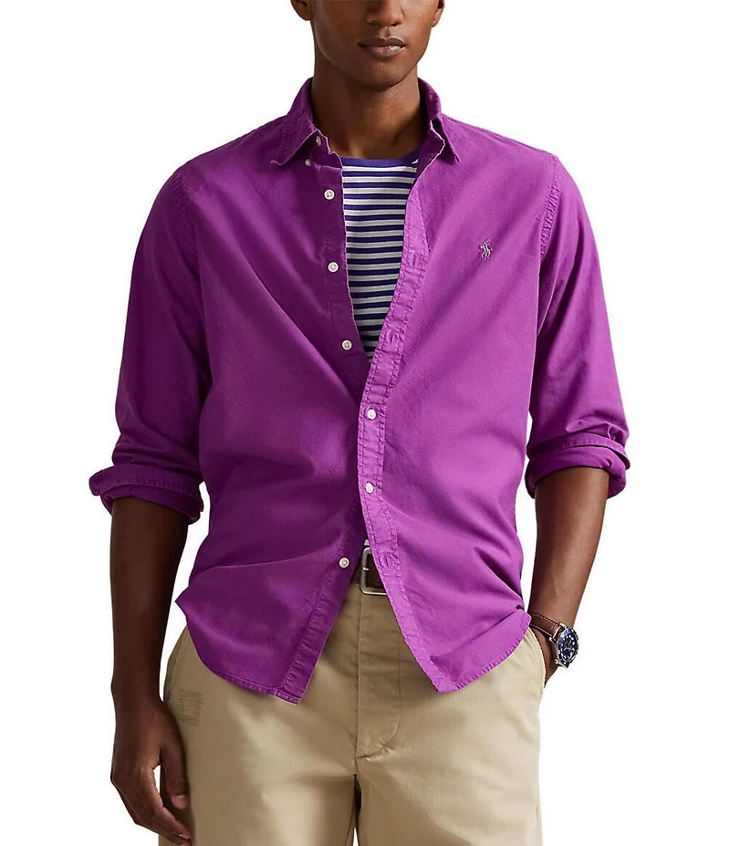 Polo Ralph Lauren Solid Garment-Dye Oxford Classic Fit Long Sleeve Woven Shirt