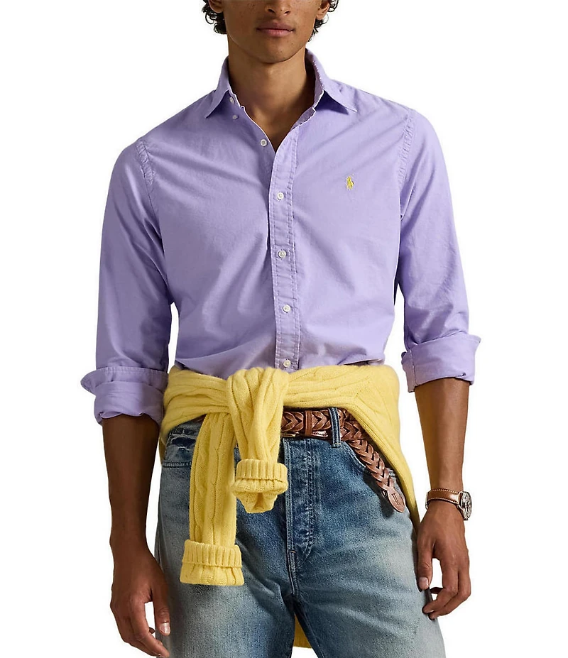 Polo Ralph Lauren Solid Garment-Dye Oxford Classic Fit Long Sleeve Woven Shirt