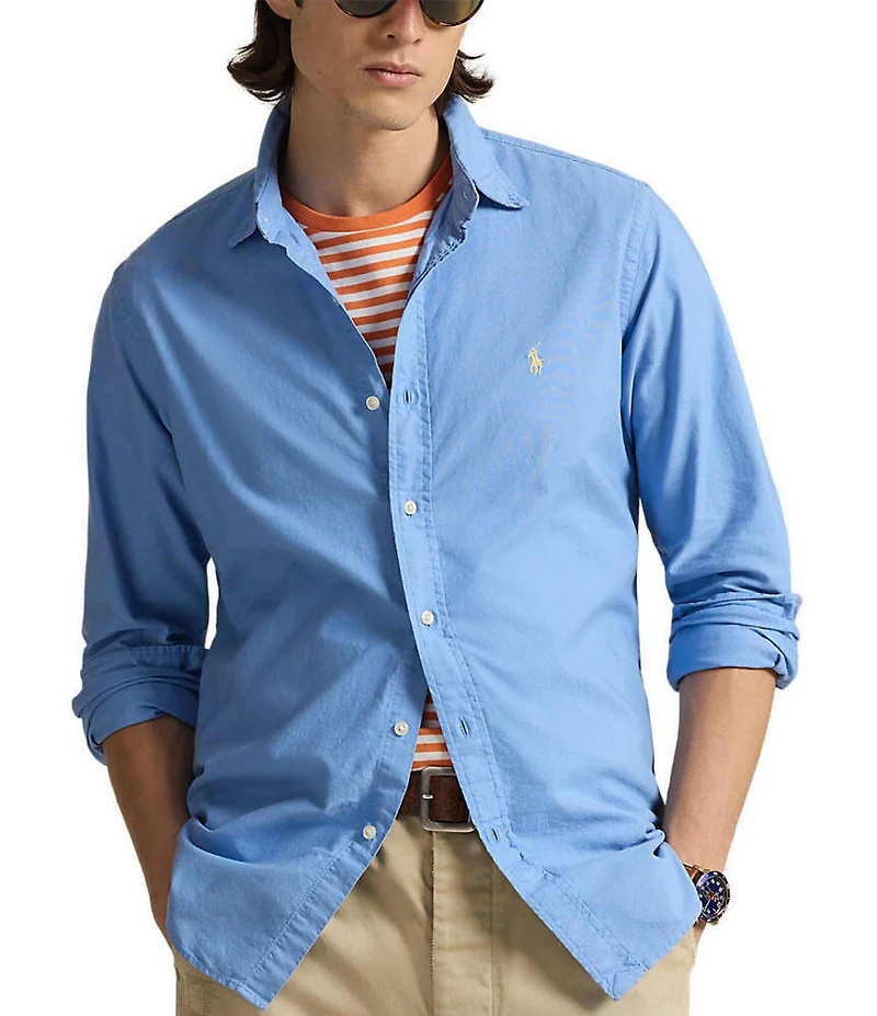 Polo Ralph Lauren Solid Garment-Dye Oxford Classic Fit Long Sleeve Woven Shirt