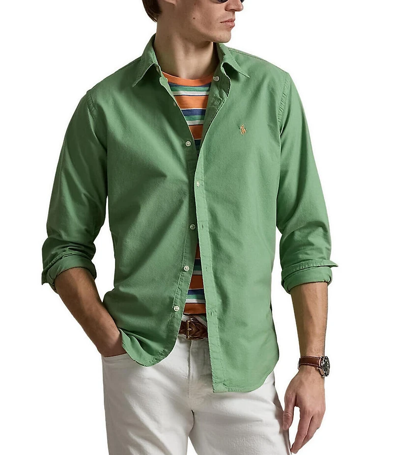Polo Ralph Lauren Solid Garment-Dye Oxford Classic Fit Long Sleeve Woven Shirt