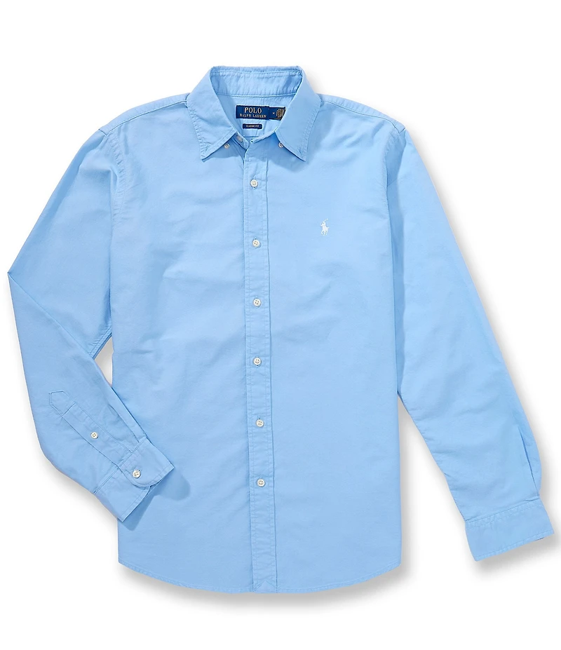 Polo Ralph Lauren Solid Garment-Dye Oxford Classic Fit Long Sleeve Woven Shirt