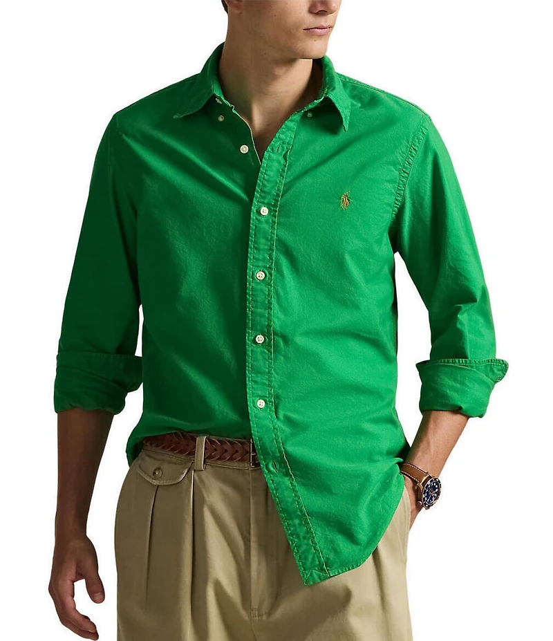 Polo Ralph Lauren Solid Garment-Dye Oxford Classic Fit Long Sleeve Woven Shirt