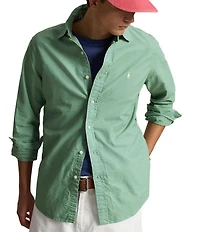 Polo Ralph Lauren Solid Garment-Dye Oxford Classic Fit Long Sleeve Woven Shirt