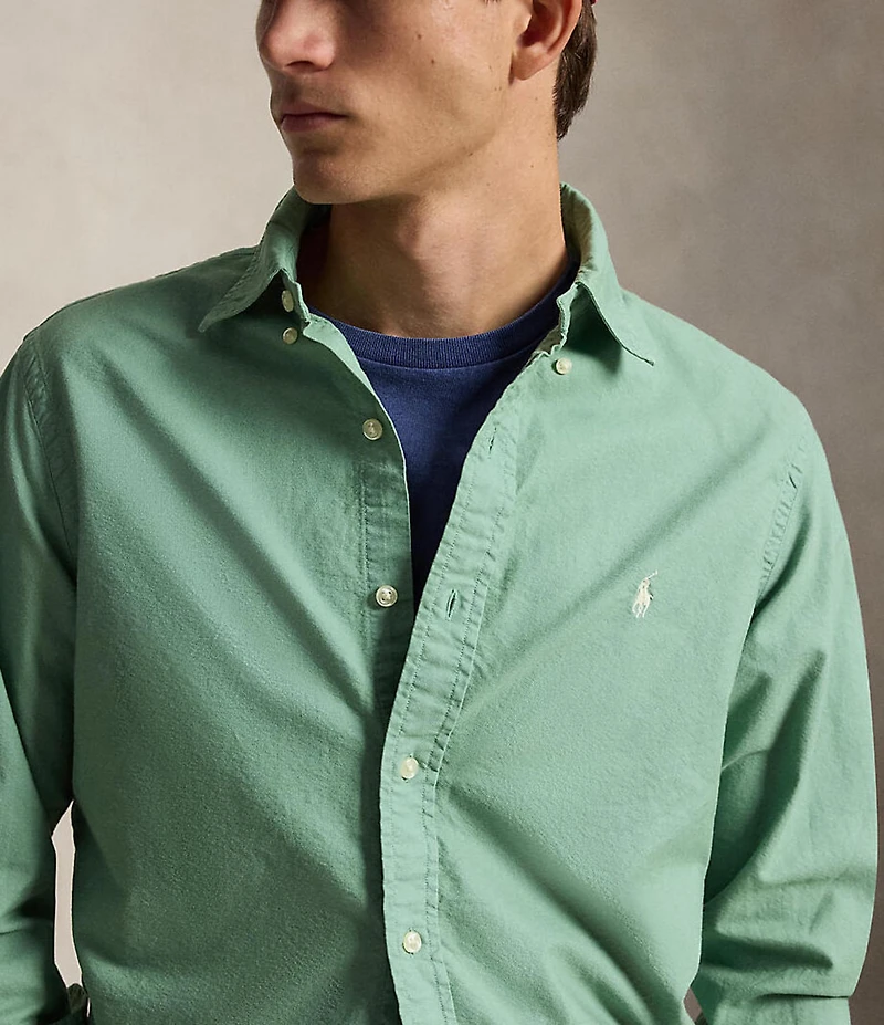 Polo Ralph Lauren Solid Garment-Dye Oxford Classic Fit Long Sleeve Woven Shirt