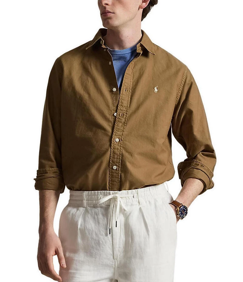 Polo Ralph Lauren Solid Garment-Dye Oxford Classic Fit Long Sleeve Woven Shirt