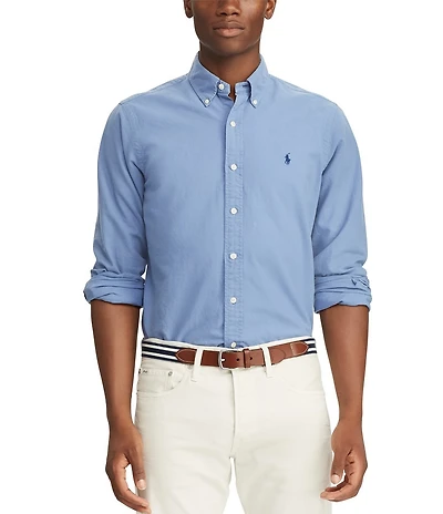 Polo Ralph Lauren Solid Garment-Dye Oxford Classic Fit Long Sleeve Woven Shirt