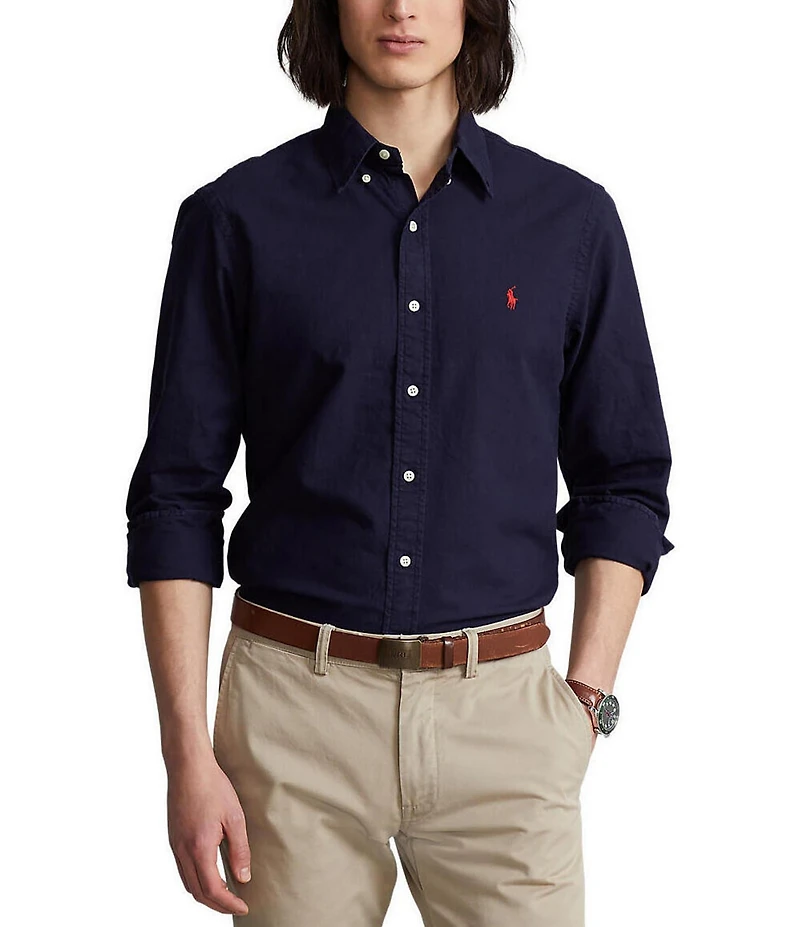 Polo Ralph Lauren Solid Garment-Dye Oxford Classic Fit Long Sleeve Woven Shirt