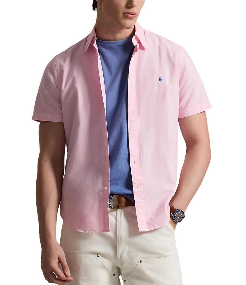 Polo Ralph Lauren Solid Garment-Dye Oxford Short Sleeve Woven Shirt