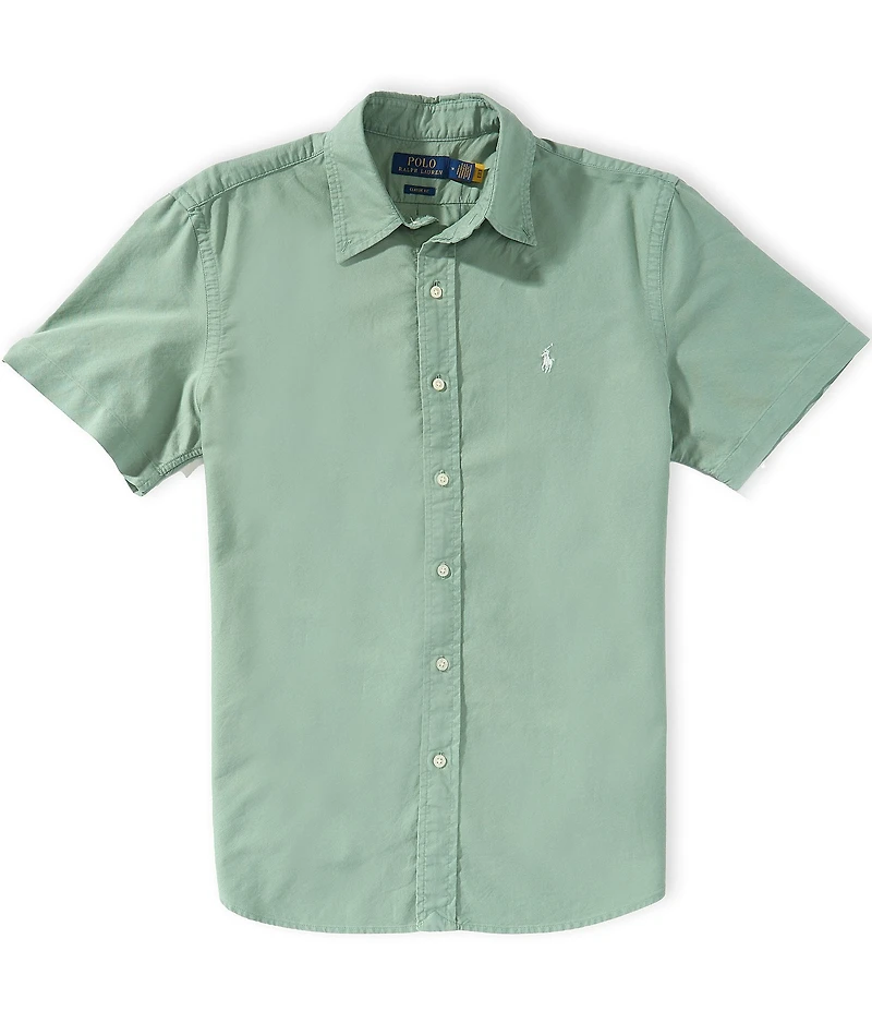 Polo Ralph Lauren Solid Garment-Dye Oxford Short Sleeve Woven Shirt