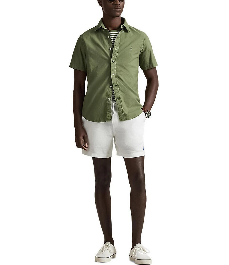 Polo Ralph Lauren Solid Garment-Dye Oxford Short Sleeve Woven Shirt