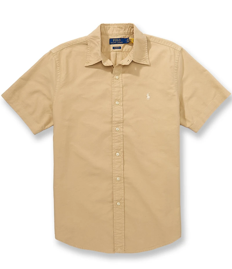 Polo Ralph Lauren Solid Garment-Dye Oxford Short Sleeve Woven Shirt