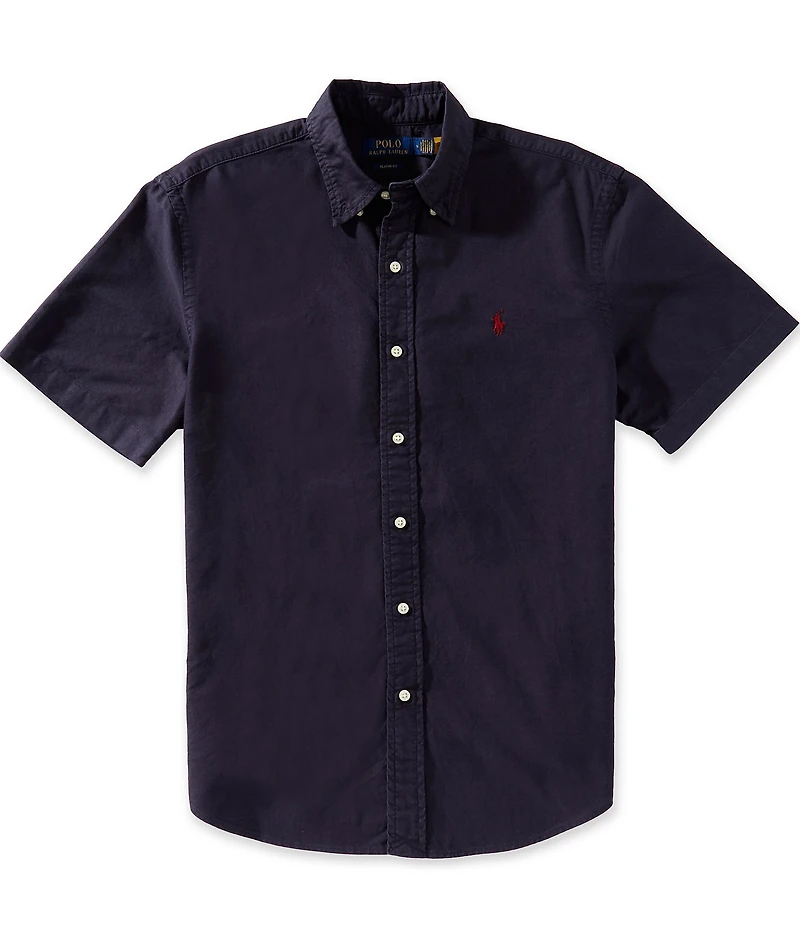 Polo Ralph Lauren Solid Garment-Dye Oxford Short Sleeve Woven Shirt